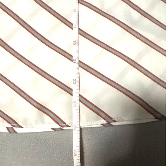 Loft Womens Striped Short-Sleeve Blouse White & Rust Rayon/Polyester S - Picture 6 of 6